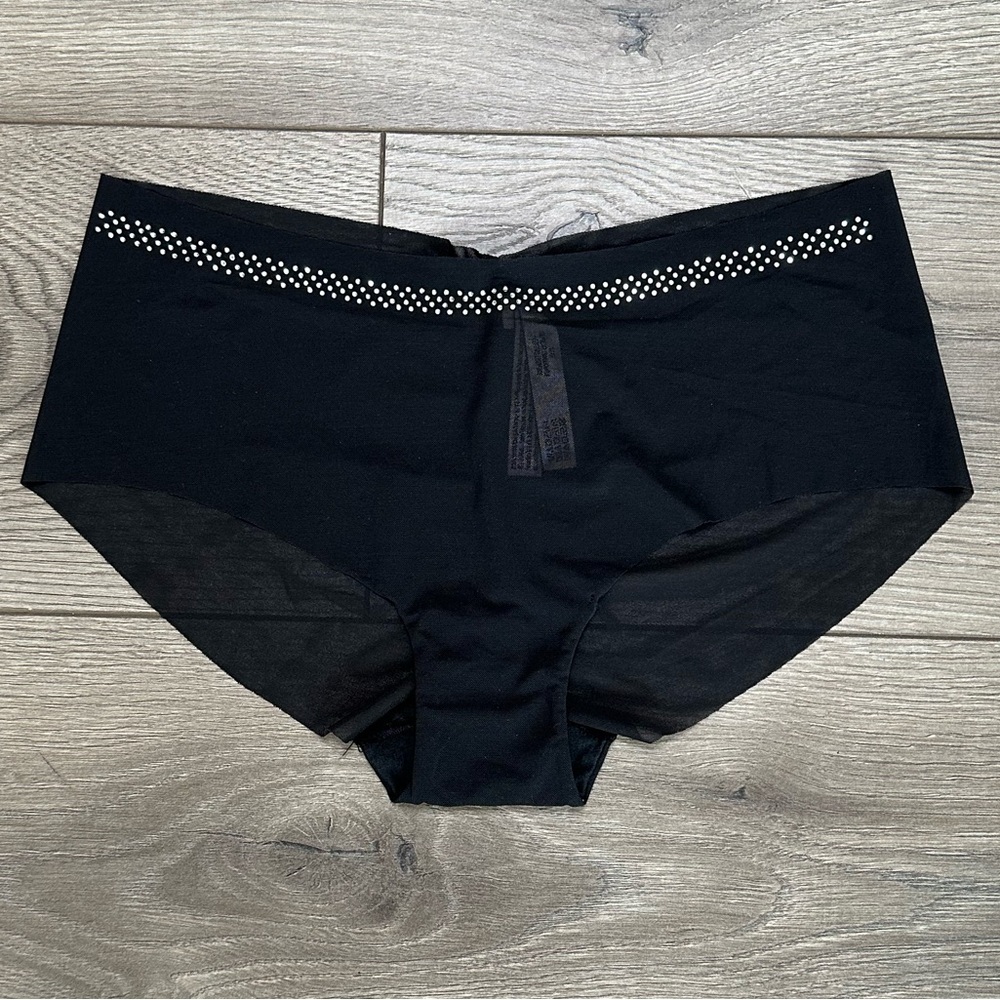 NWOT Victoria’s Secret Black‎ Sheer No Show Rhinestone Cheeky Panty Size Medium